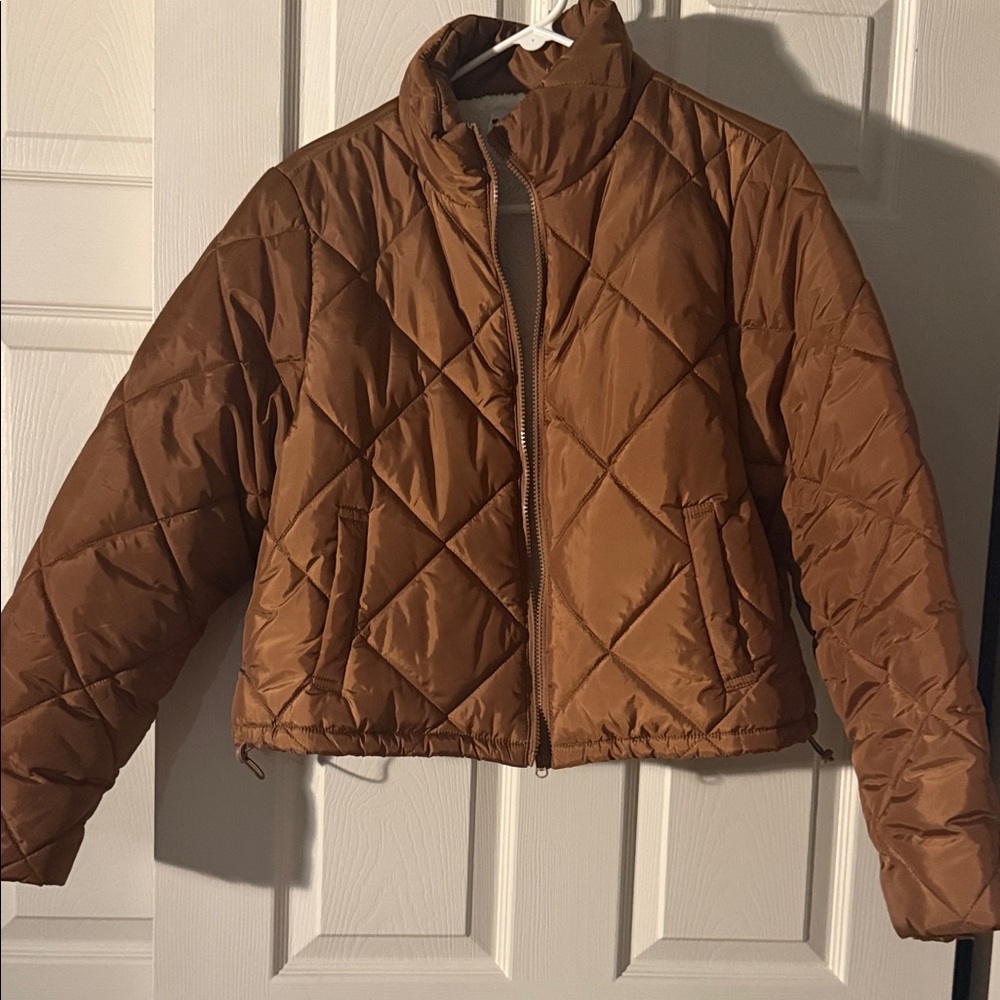 Ciso Women's Brown Quilted Puffer Jacket